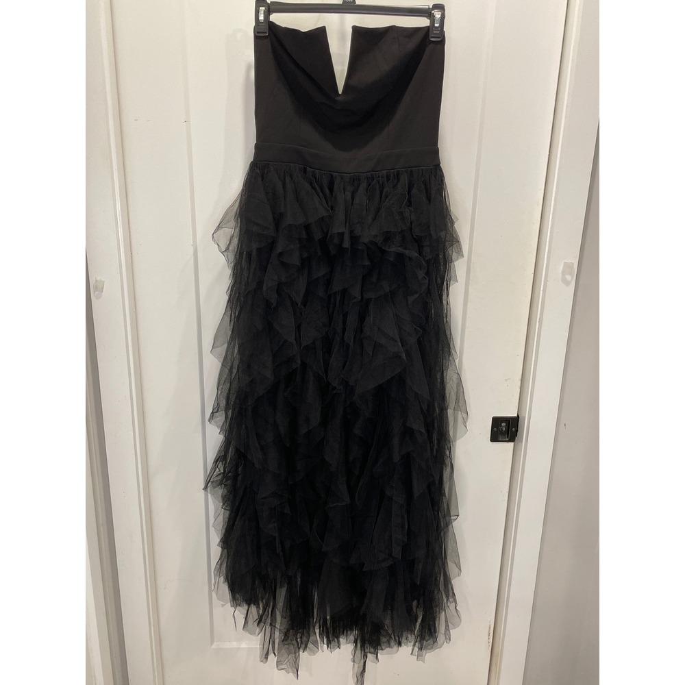 Whimsigoth Coquette Dark Romantic Women Maxi Dress XL Tiered Tulle Strapless
